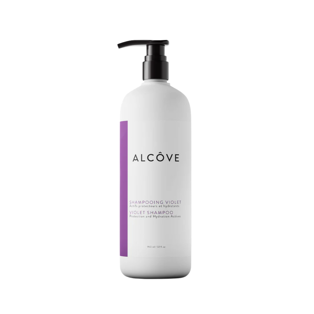 “Bouteille de Shampoing Violet Alcôve pour cheveux blonds éclatants”