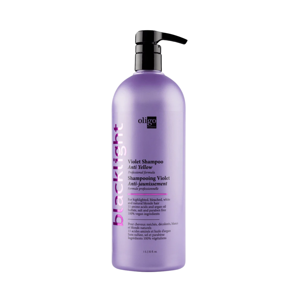 “Flacon Oligo Blacklight Violet Shampoo – shampoing anti‑jaunissement pour cheveux blonds”