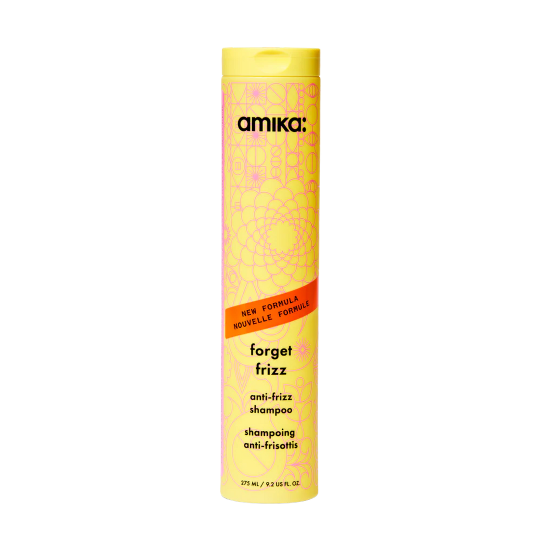 Flacon de shampoing amika Forget Frizz pour nettoyage doux et anti-frisottis

