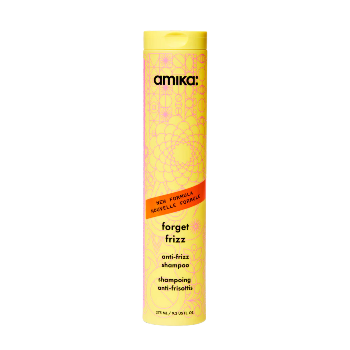 Flacon de shampoing amika Forget Frizz pour nettoyage doux et anti-frisottis

