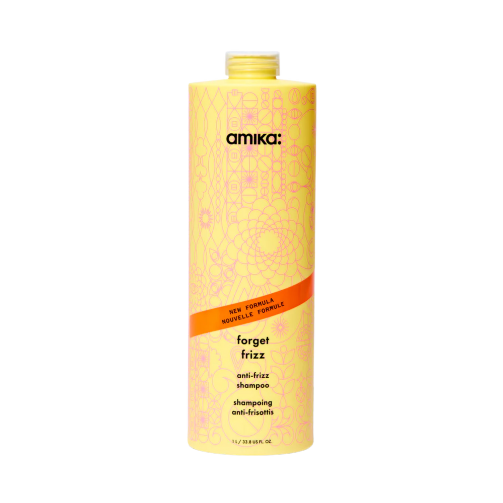 Flacon de shampoing amika Forget Frizz pour nettoyage doux et anti-frisottis

