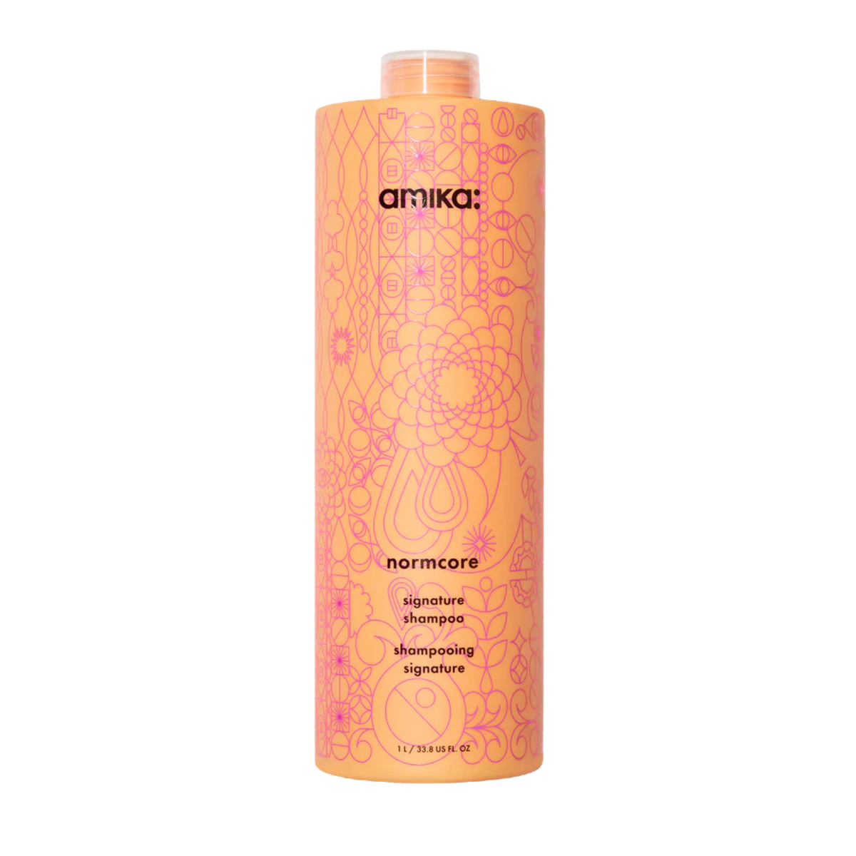 Flacon du shampoing amika Normcore pour nettoyage doux et cheveux brillants


