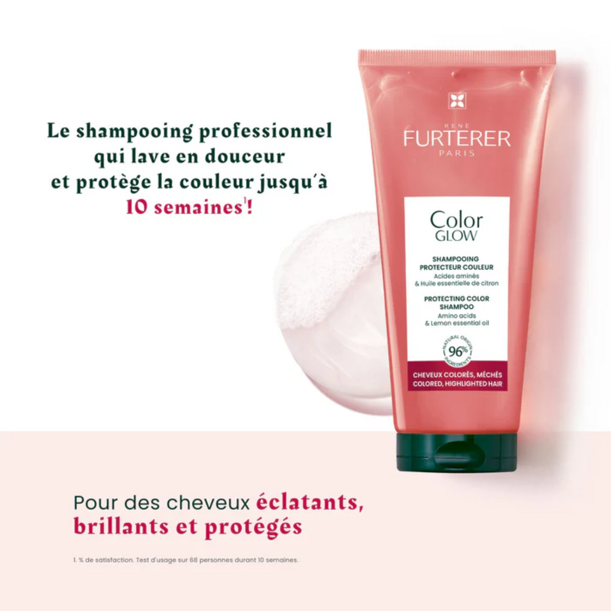 Tube de Shampoing René Furterer Color Glow protecteur couleur, 200 ml, sur fond neutre.

