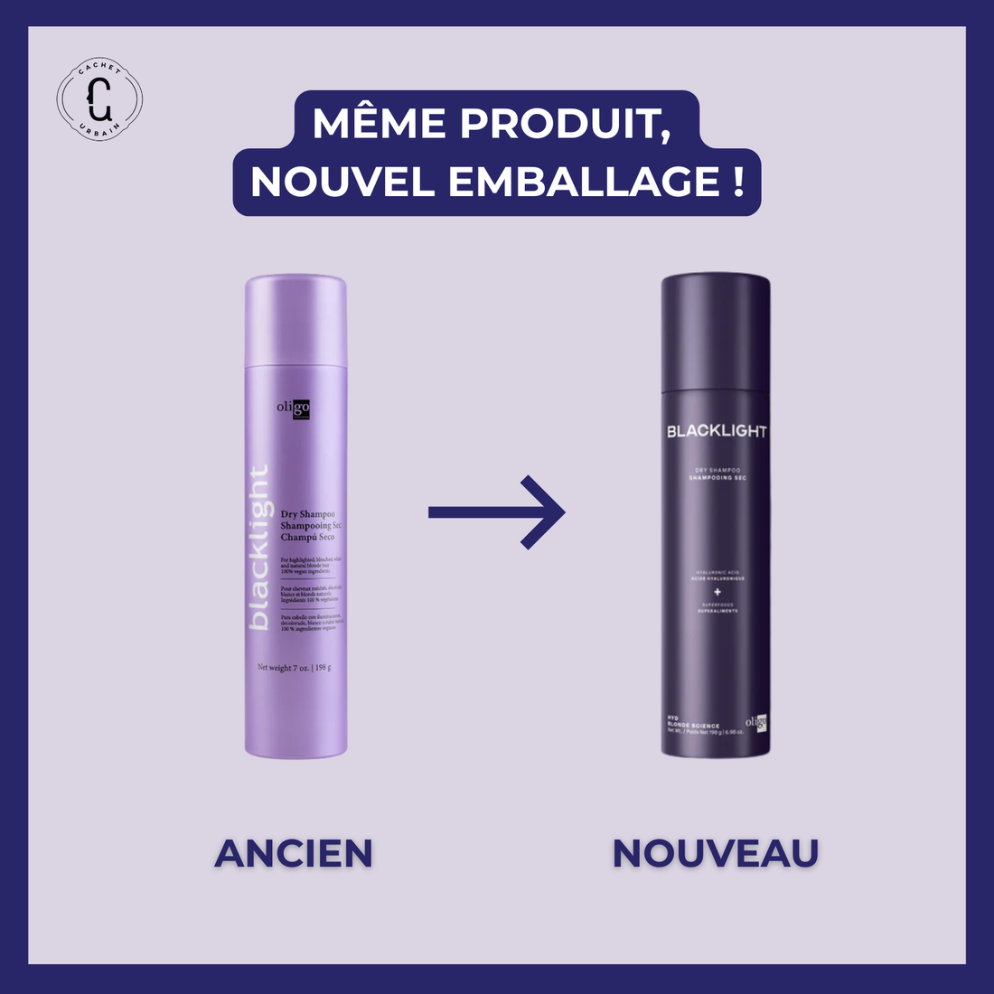 “Aérosol Dry Shampoo Oligo Blacklight – shampoing sec pour blondes, fini propre”