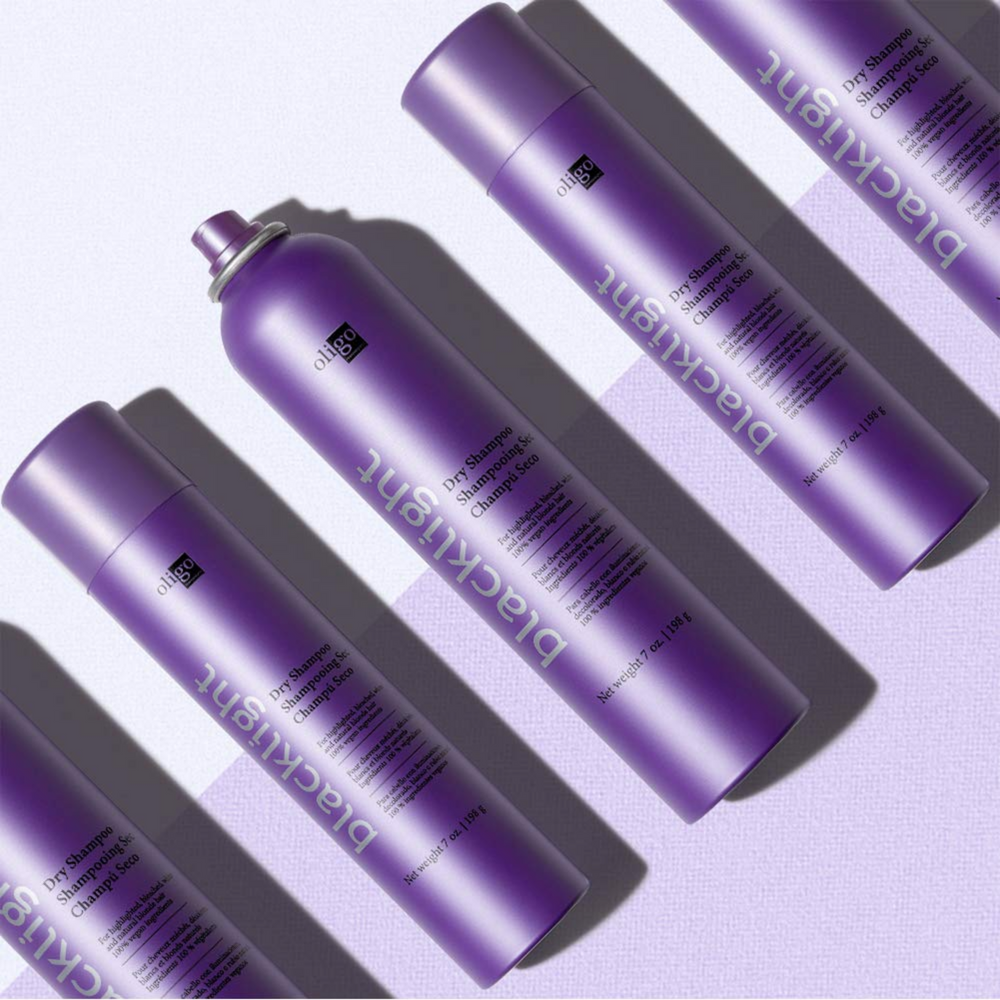 “Aérosol Dry Shampoo Oligo Blacklight – shampoing sec pour blondes, fini propre”