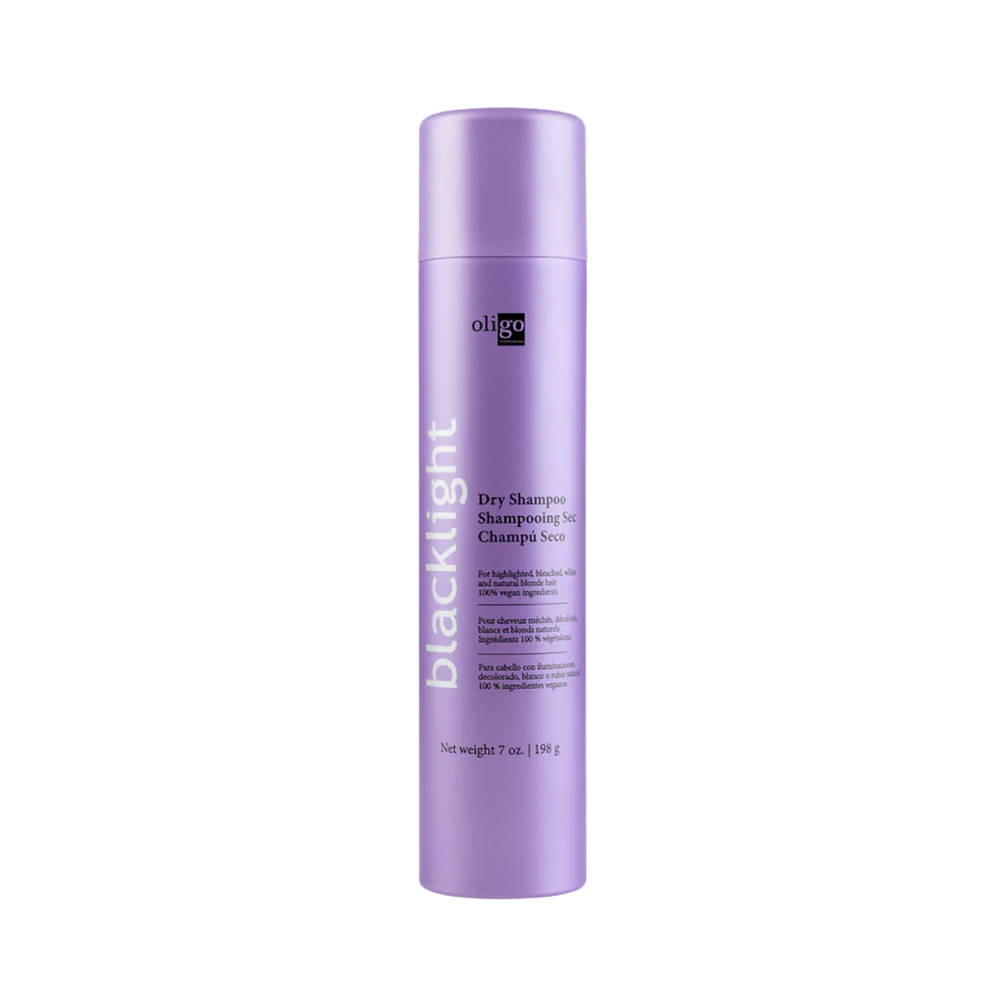 “Aérosol Dry Shampoo Oligo Blacklight – shampoing sec pour blondes, fini propre”