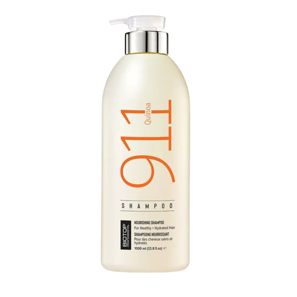 Flacon du shampooing 911 Quinoa Biotop Professional – soin nutritif et hydratant pour cheveux souples et brillants