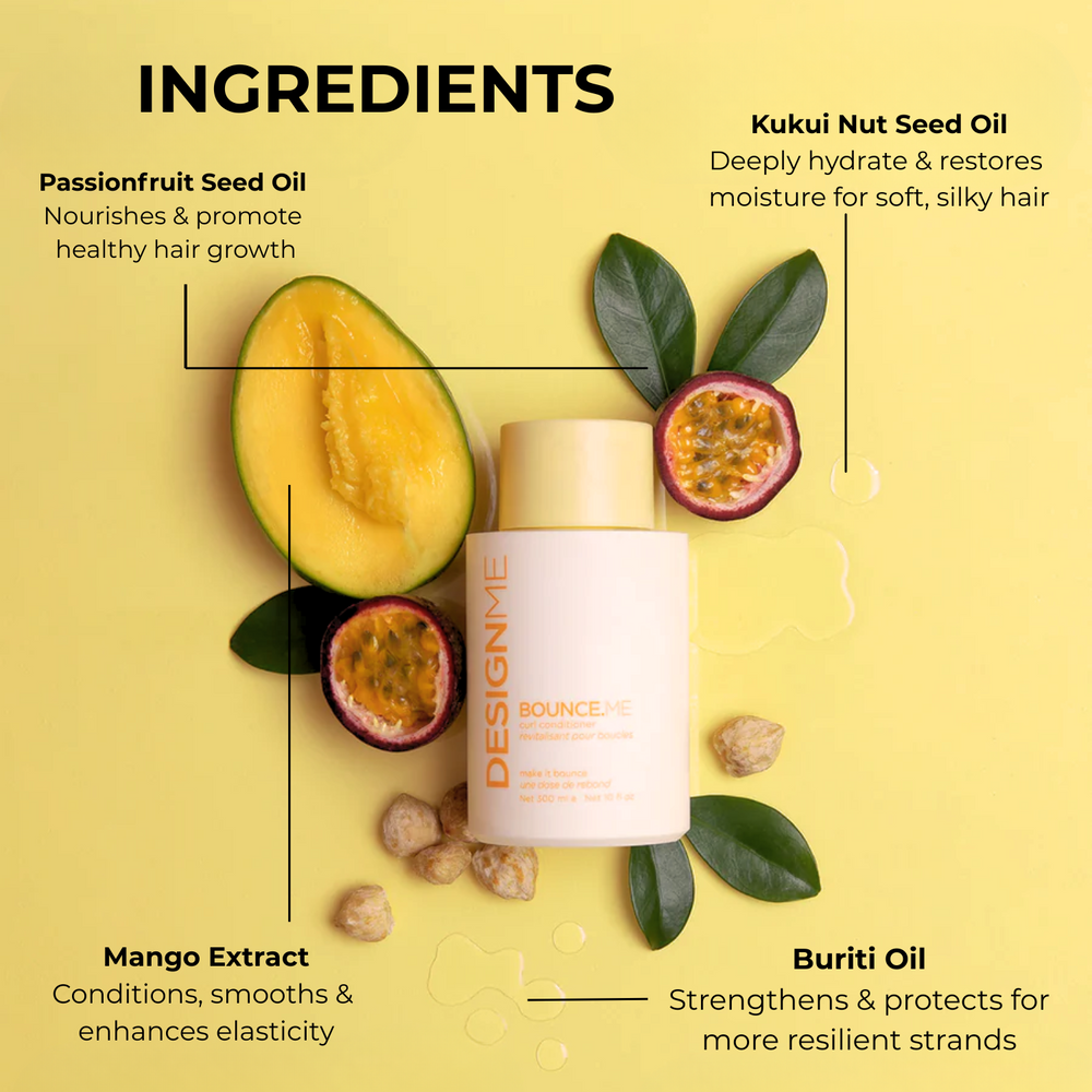 Flacon de shampooing Bounce.Me pour boucles, formule douce hydratante et anti‑frisottis

