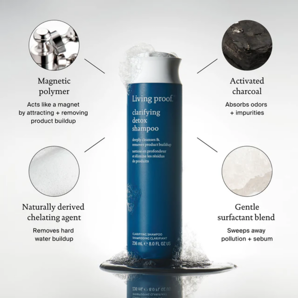 Flacon de shampooing clarifiant Detox Living Proof – nettoyage en profondeur pour tous types de cheveux – 236ml

