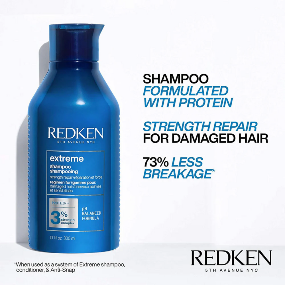 Flacon du Shampooing Fortifiant Extreme de Redken pour cheveux abîmés