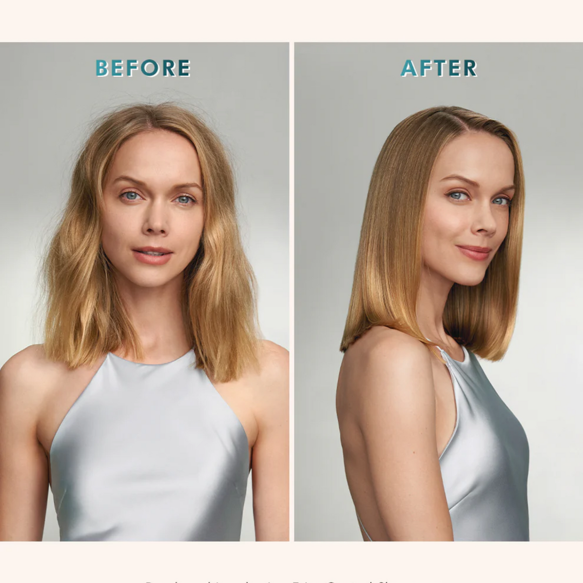Flacon bleu Moroccanoil Frizz Control Shampoo, soin anti-frisottis 72 h

