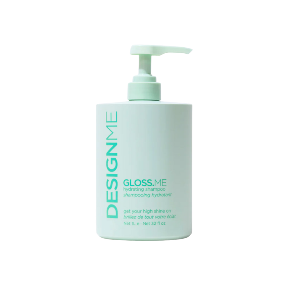 Flacon du shampooing hydratant GLOSS.ME, texture mousse riche, cheveux doux et brillants