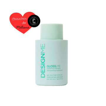 Flacon du shampooing hydratant GLOSS.ME, texture mousse riche, cheveux doux et brillants