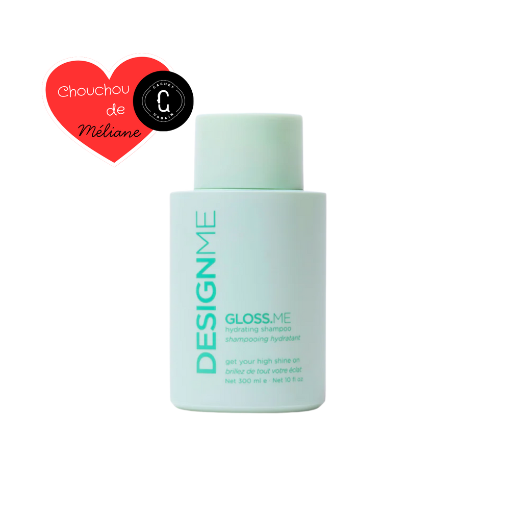 Flacon du shampooing hydratant GLOSS.ME, texture mousse riche, cheveux doux et brillants