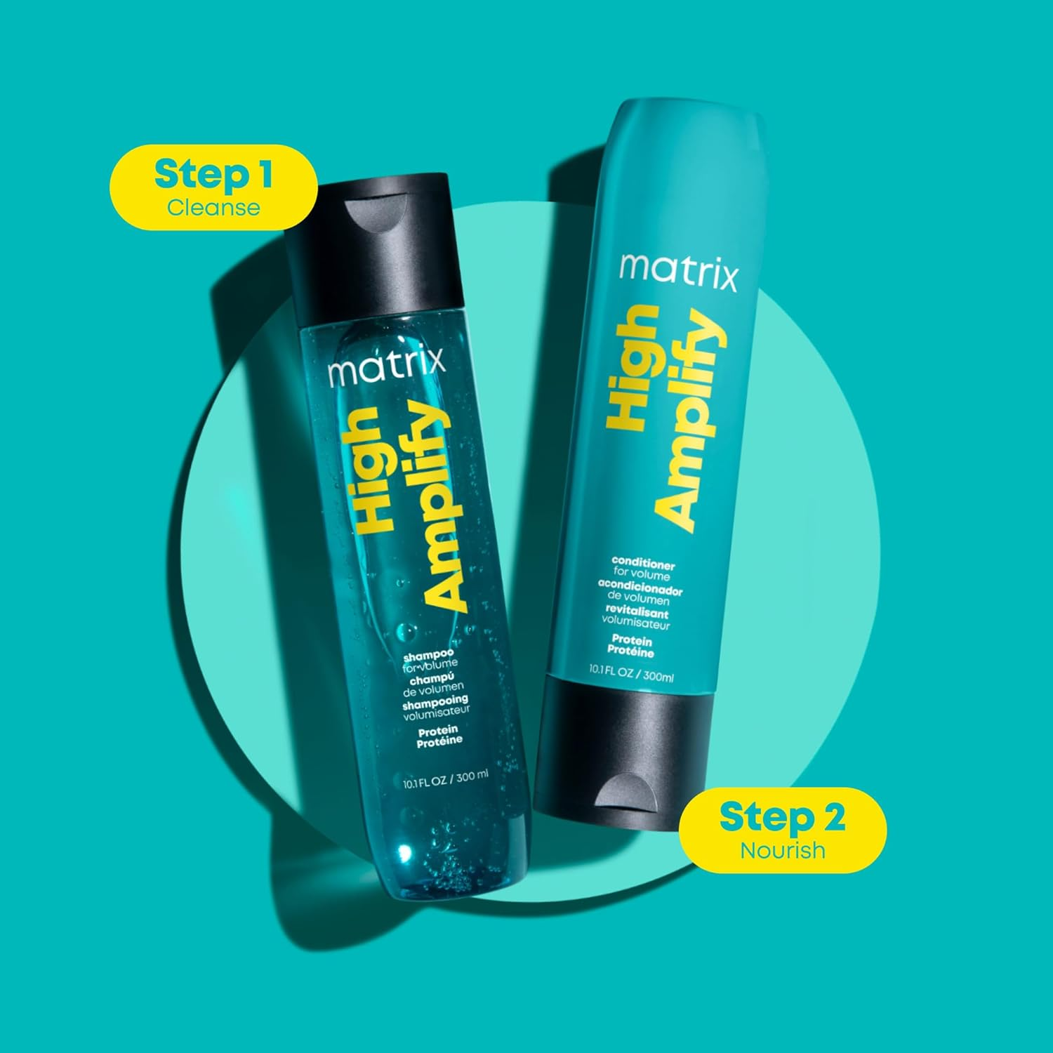 Flacon de shampooing Matrix High Amplify – soin volumisant sans silicone pour cheveux fins