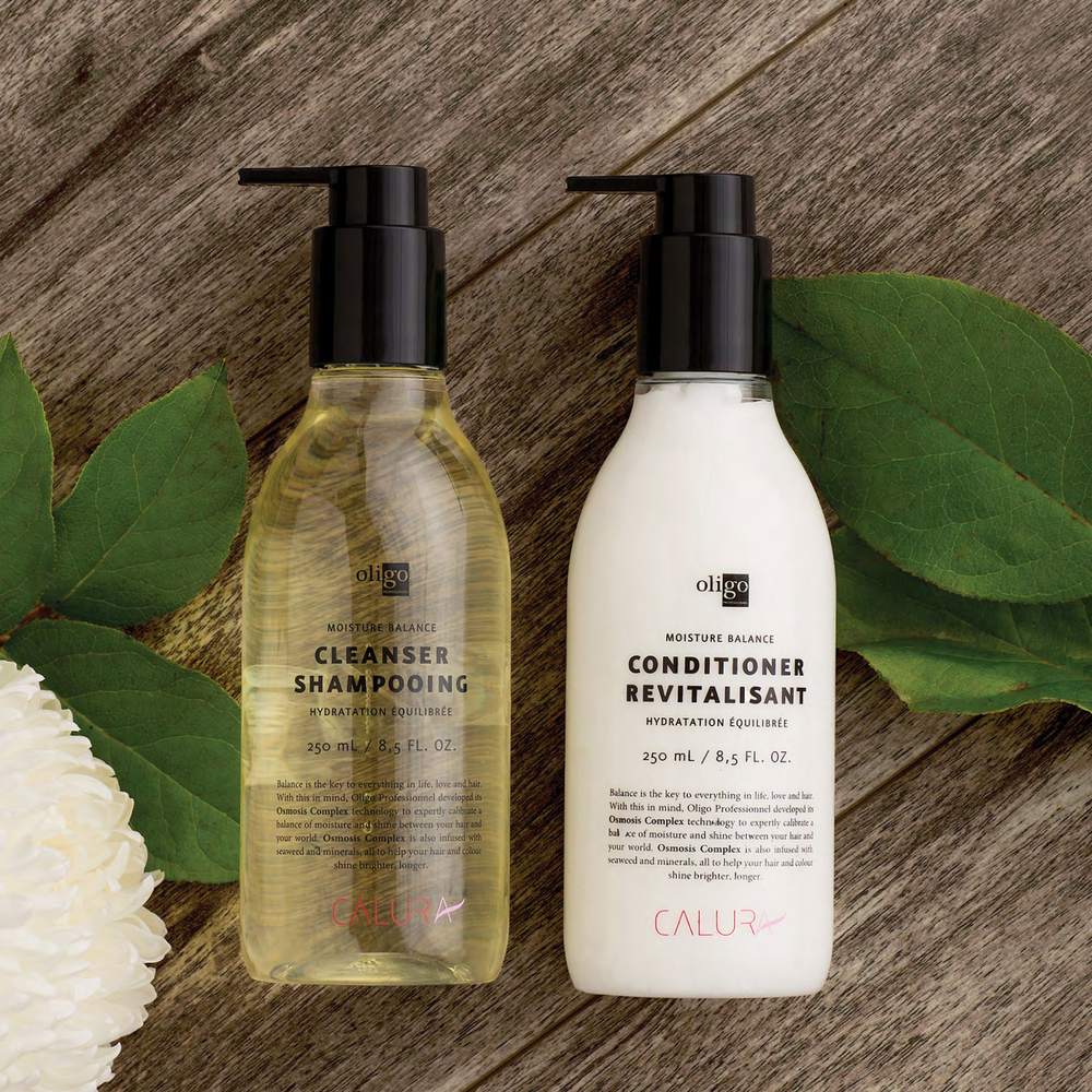Flacon Oligo Professionnel Calura Moisture Balance Cleanser – shampooing hydratant vegan pour cheveux colorés