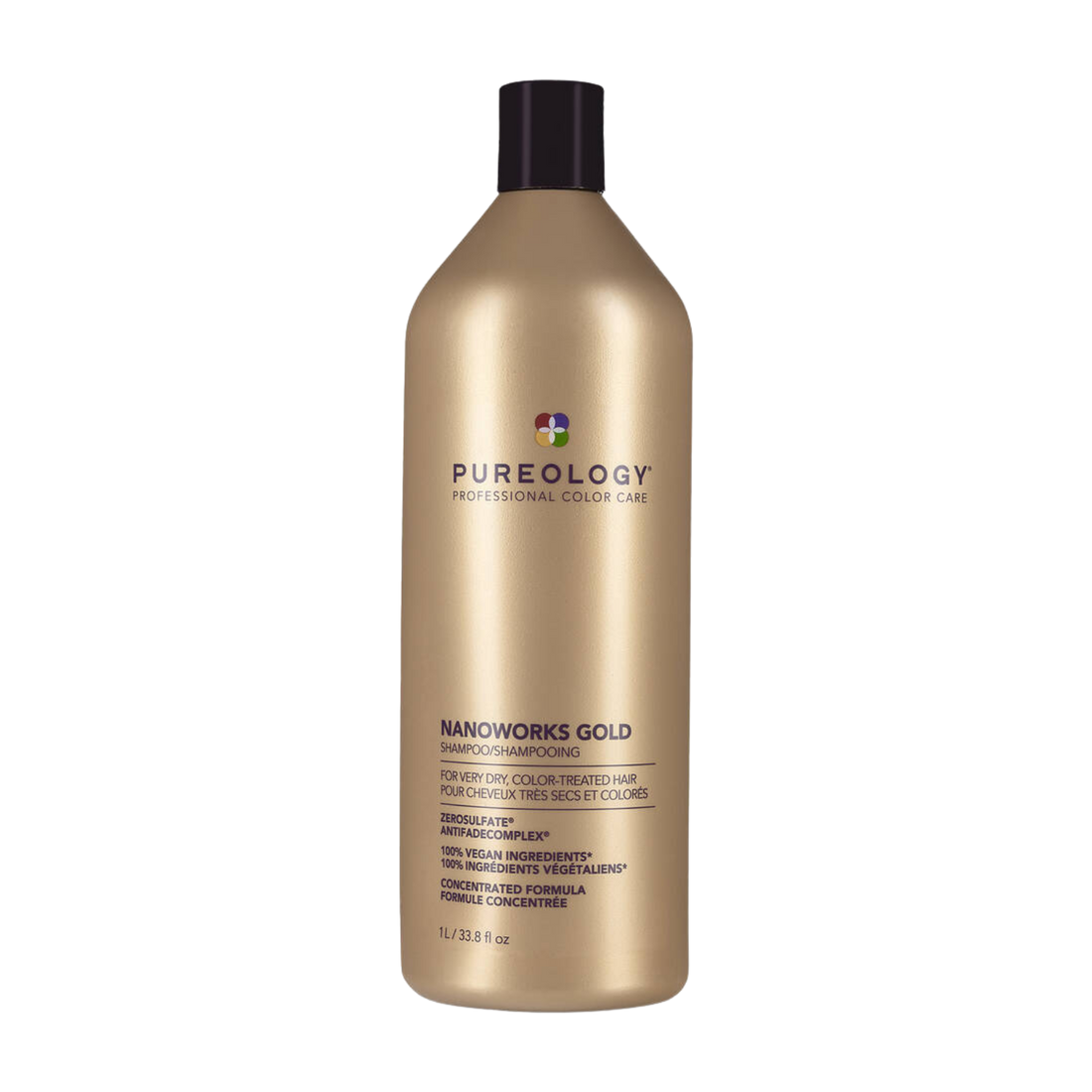 Shampooing Nanoworks Gold Pureology – soin vegan réparateur, éclat et douceur pour cheveux matures ou colorés