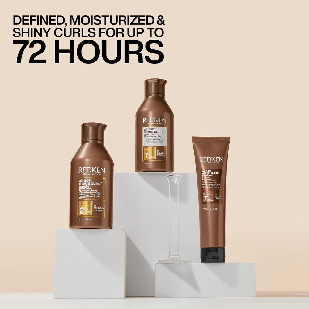 Flacon de shampooing Redken All Soft Mega, soin hydratant pour cheveux très secs et épais.