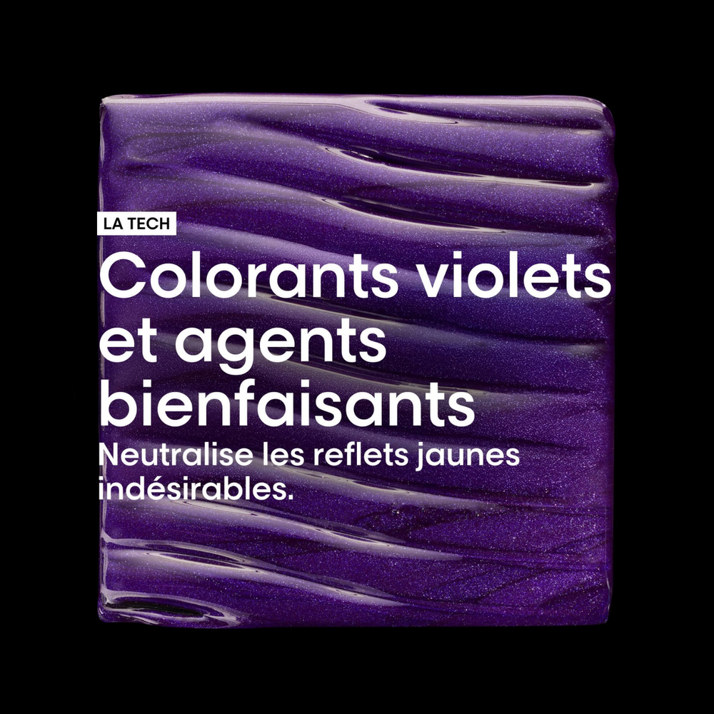 Flacon de shampooing violet Vitamino Color Spectrum L’Oréal Professionnel, idéal pour cheveux blonds.

