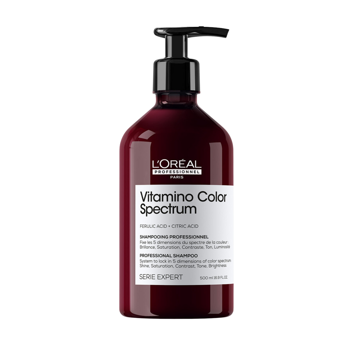 Flacon du shampooing Vitamino Color Spectrum L’Oréal Professionnel, soin pour cheveux colorés.

