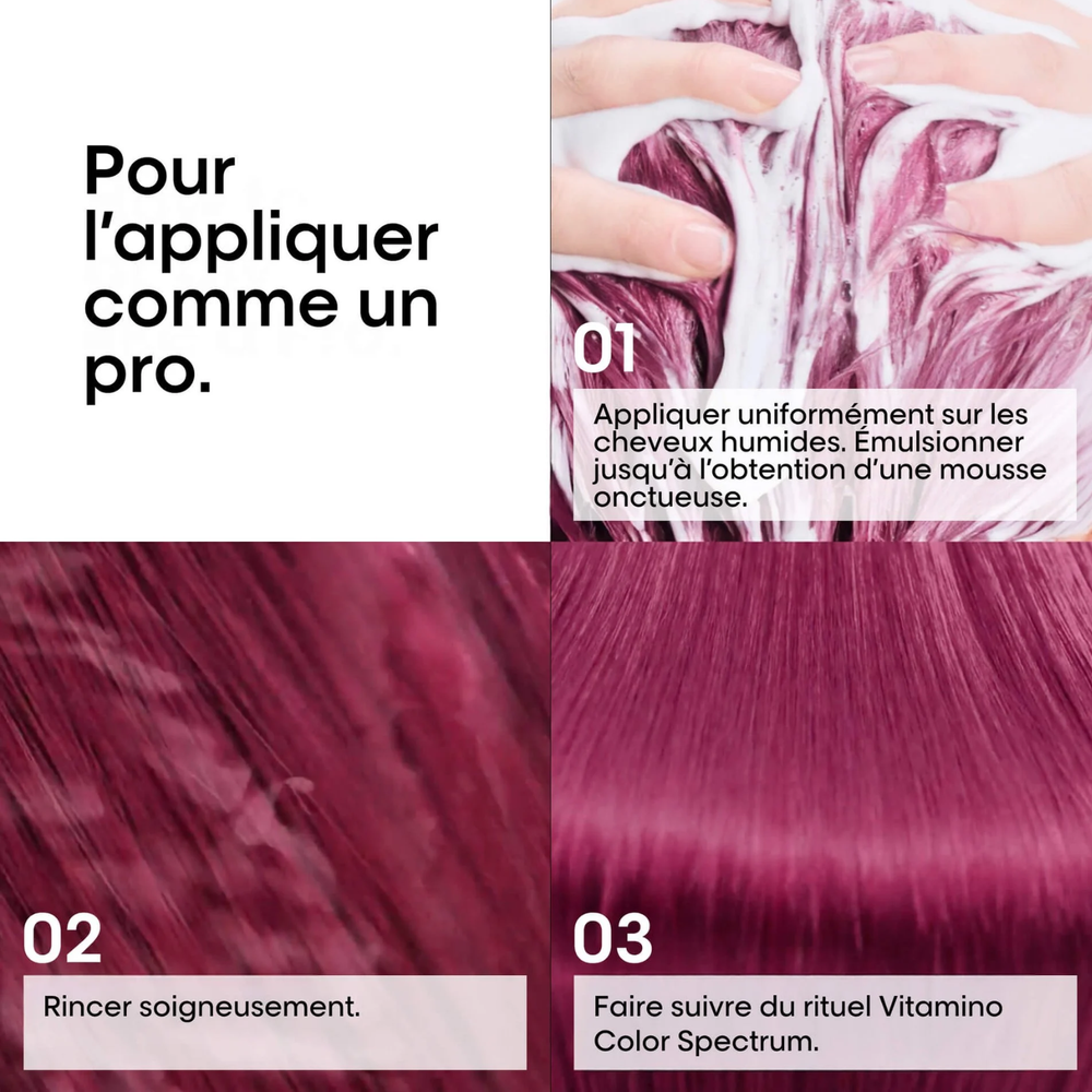 Shampooing Vitamino Color Spectrum L’Oréal Professionnel pour cheveux colorés avec effet brillance miroir et protection longue durée