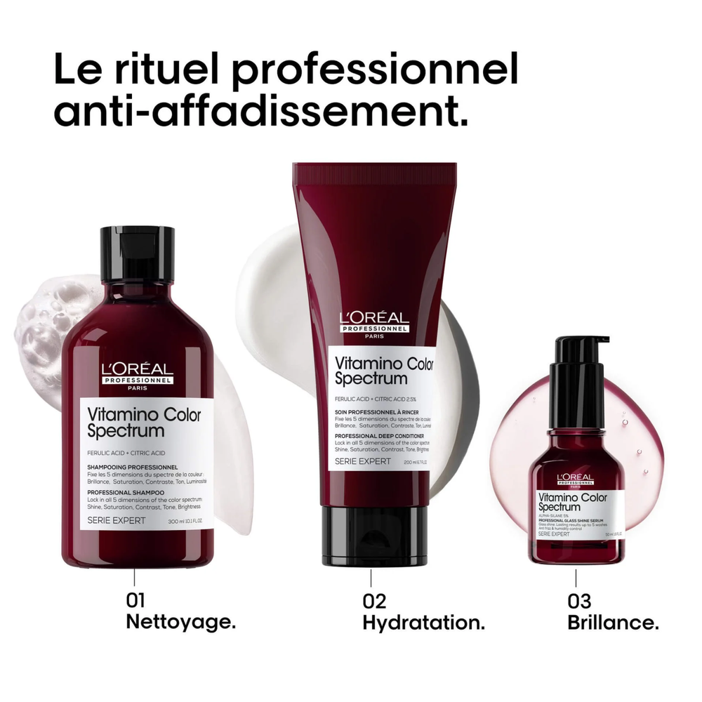 Shampooing Vitamino Color Spectrum L’Oréal Professionnel pour cheveux colorés avec effet brillance miroir et protection longue durée