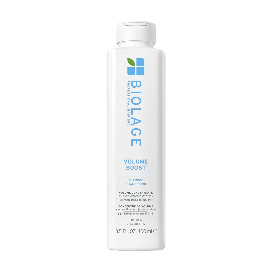 Flacon de Biolage VolumeBloom Shampoo pour cheveux fins, étiquette visible