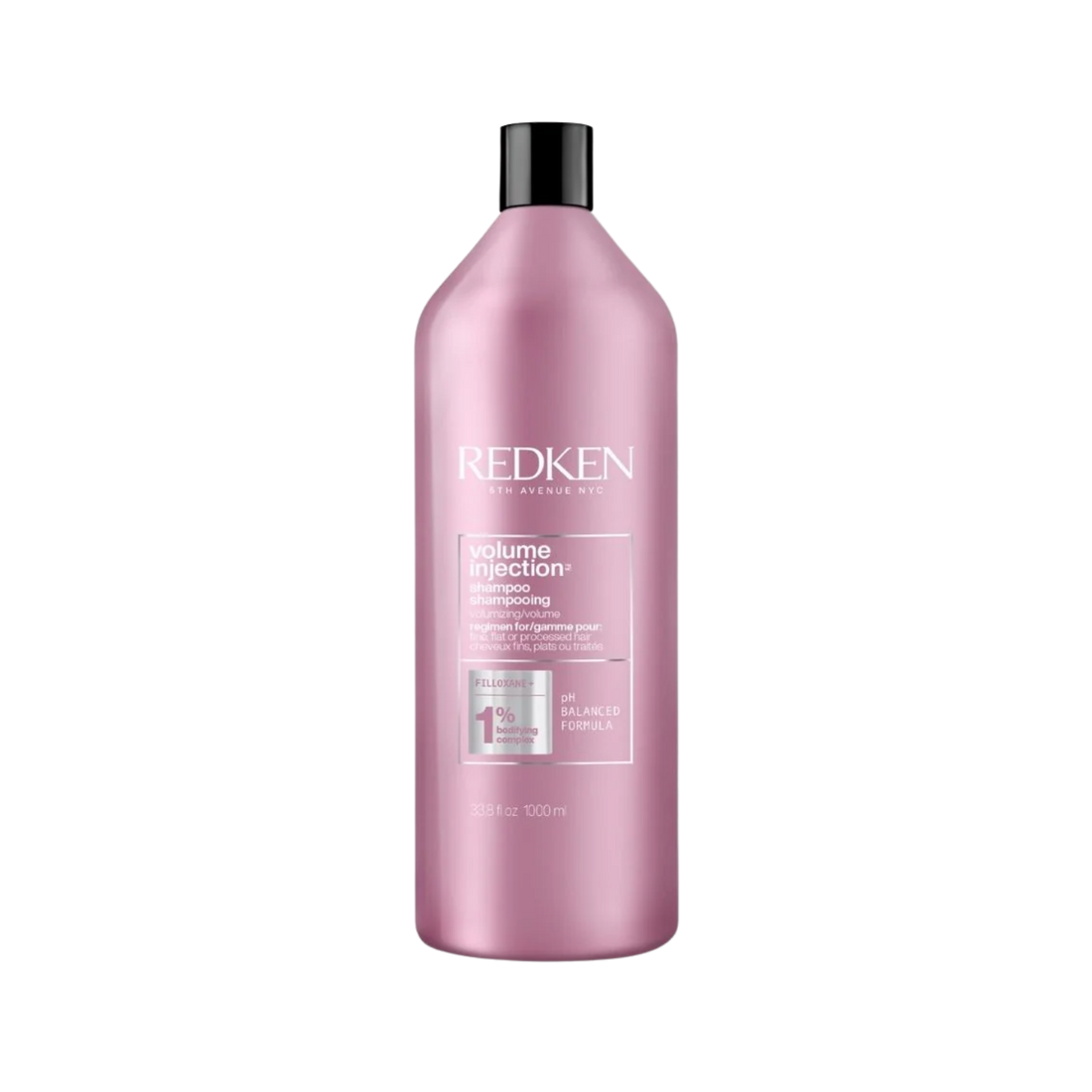 Flacon de Redken Volume Injection Shampoo, soin volumisant léger pour cheveux fins