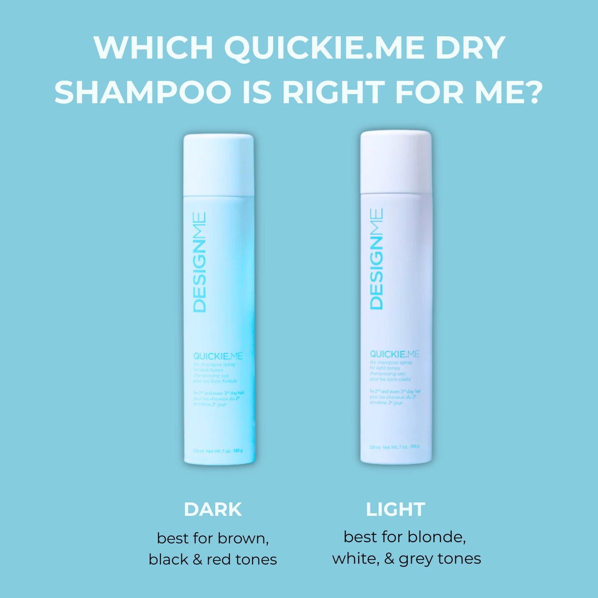 Shampooing sec QUICKIE.ME pour cheveux clairs – spray vegan invisible, absorbe sébum et ravive volume sans traces blanches
