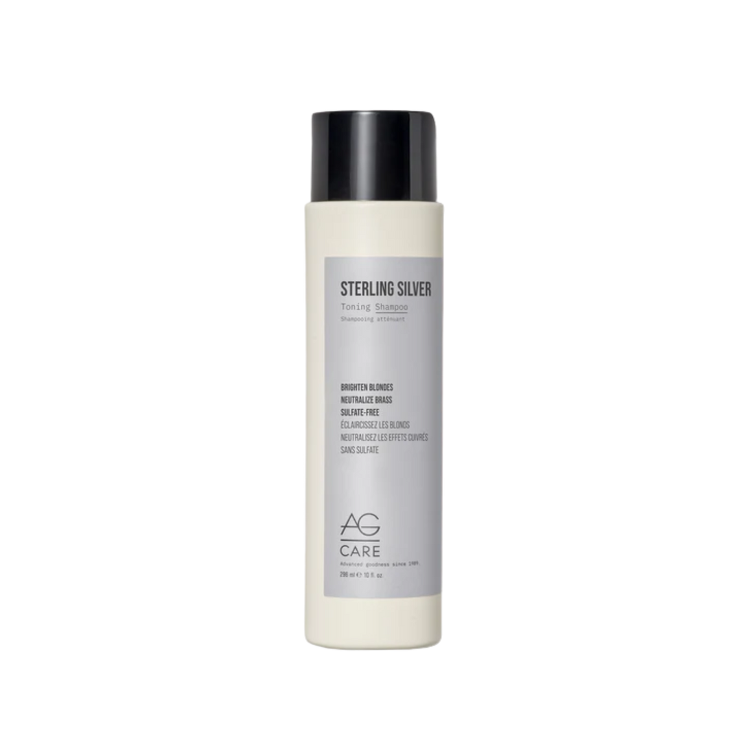 Shampooing tonifiant AG Care Sterling Silver pour cheveux blonds, gris ou argentés, élimine les reflets cuivrés
