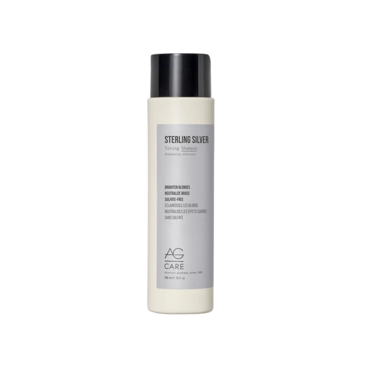 Shampooing tonifiant AG Care Sterling Silver pour cheveux blonds, gris ou argentés, élimine les reflets cuivrés