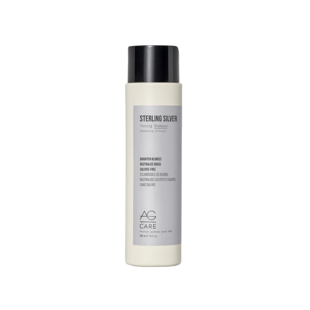 Shampooing tonifiant AG Care Sterling Silver pour cheveux blonds, gris ou argentés, élimine les reflets cuivrés