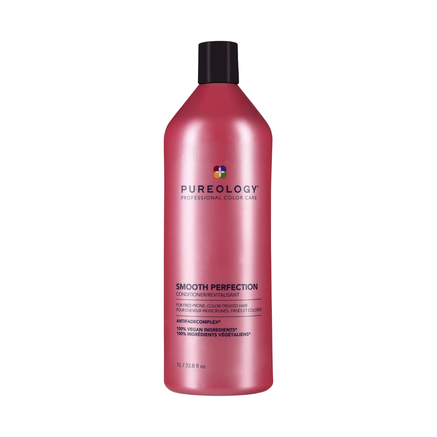 Flacon crème de Smooth Perfection Conditioner de Pureology posé sur fond neutre, texture riche visible.