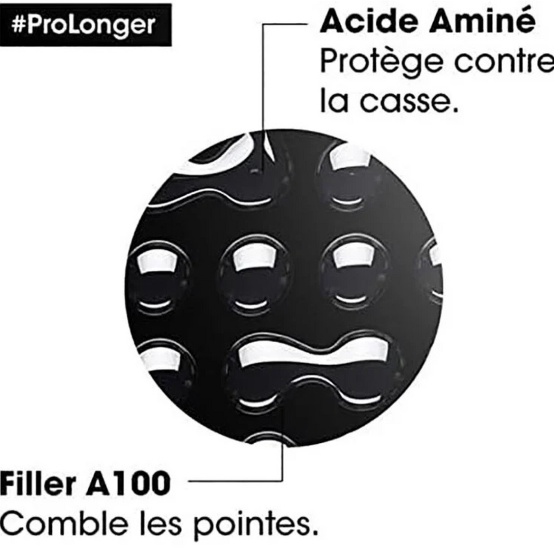 Flacon du Soin Concentré Pro Longer Ends Filler de L'Oréal Professionnel, traitement capillaire pour cheveux longs aux pointes affinées.
