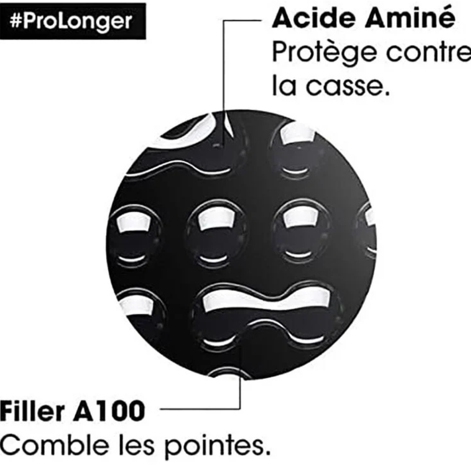 Flacon du Soin Concentré Pro Longer Ends Filler de L'Oréal Professionnel, traitement capillaire pour cheveux longs aux pointes affinées.
