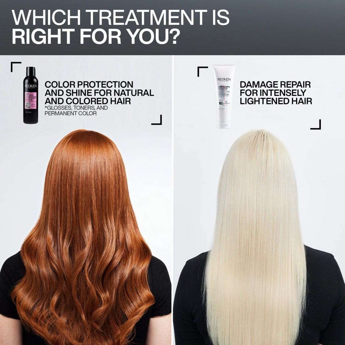 Bouteille du traitement lustrant Redken Acidic Color Gloss, luxe professionnel et couleur protégée