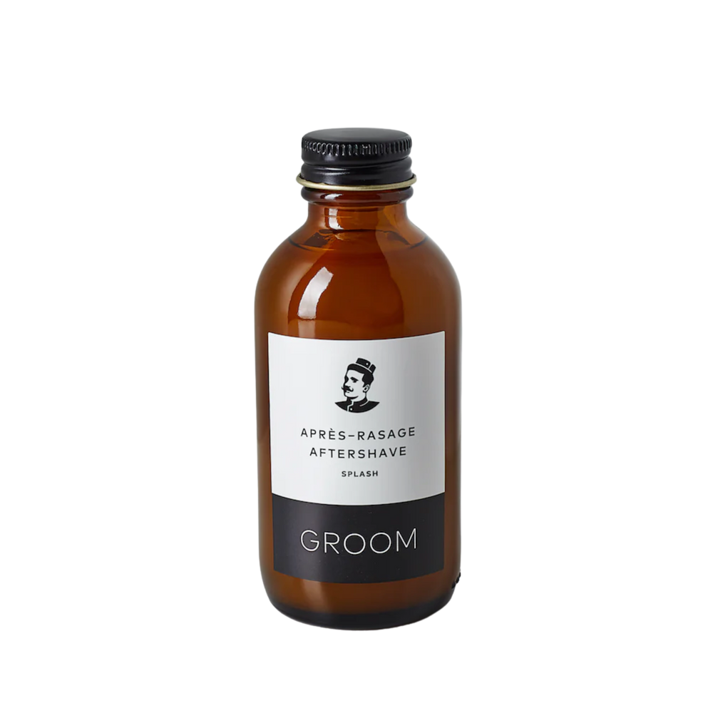 Flacon 100 ml de Splash après-rasage Groom – soin post-rasage tonifiant avec hamamélis, aloès et parfum vétiver, lime, genévrier

