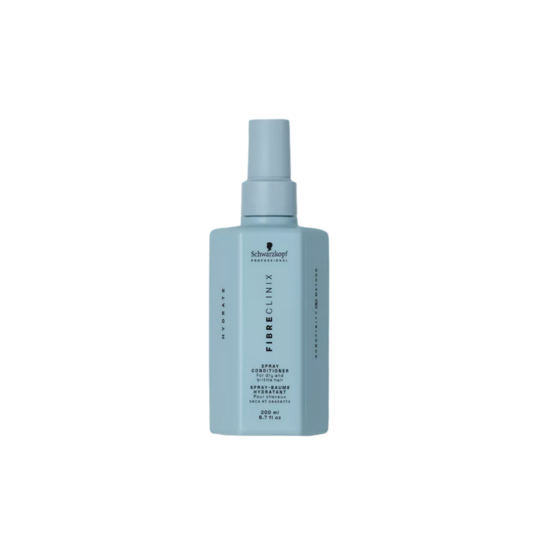 Spray hydratant Fibre Clinix Hydrate de Schwarzkopf pour cheveux secs et cassants.