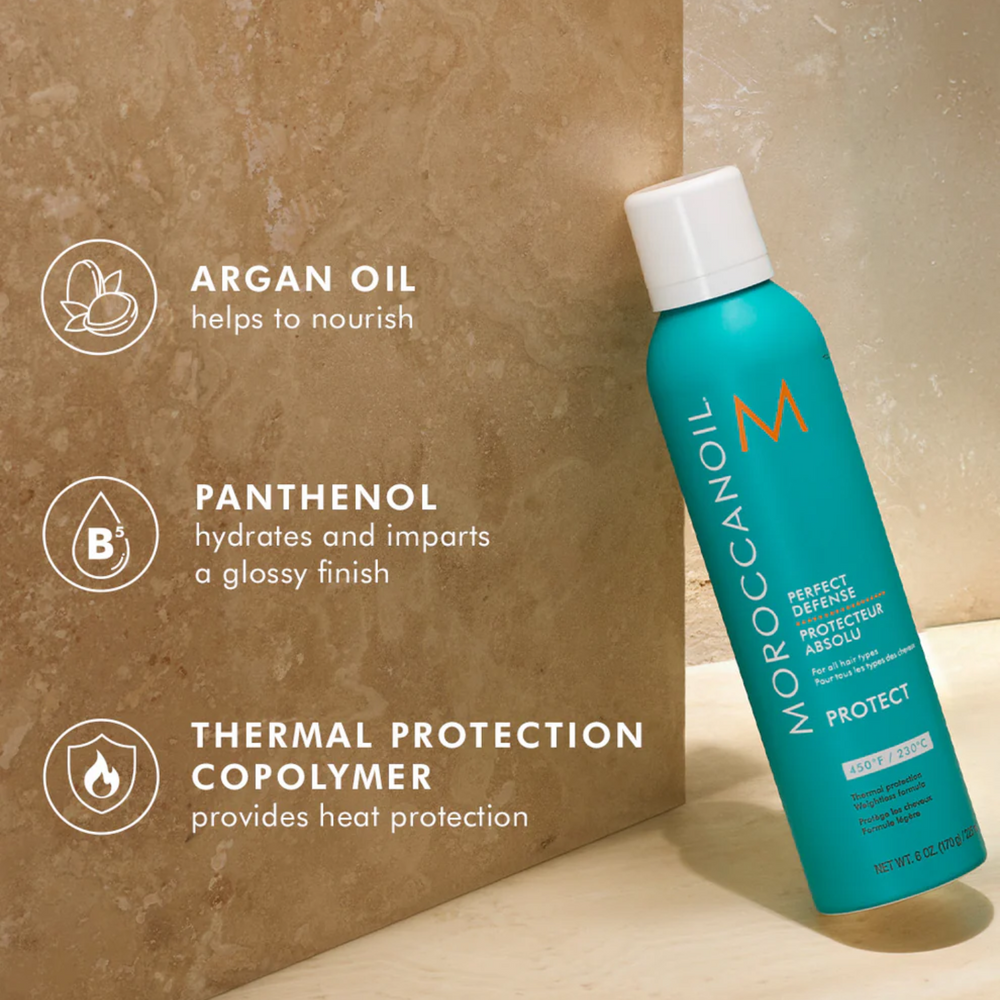 Aérosol Moroccanoil Perfect Defense hit protectant 177 ml, spray sec pour protection thermique

