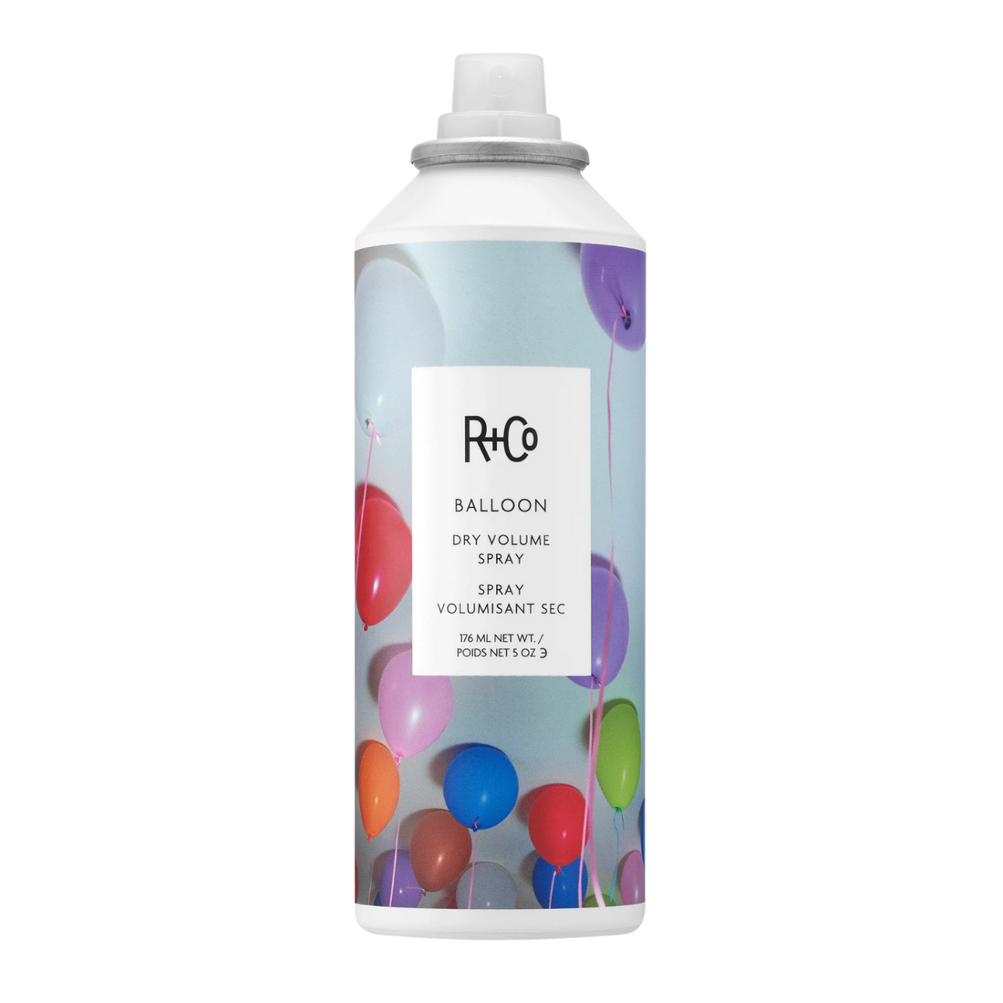 Aérosol Balloon Dry Volume Spray de R+Co, spray volumisant sec pour cheveux légers, texture touchable et finition brillante