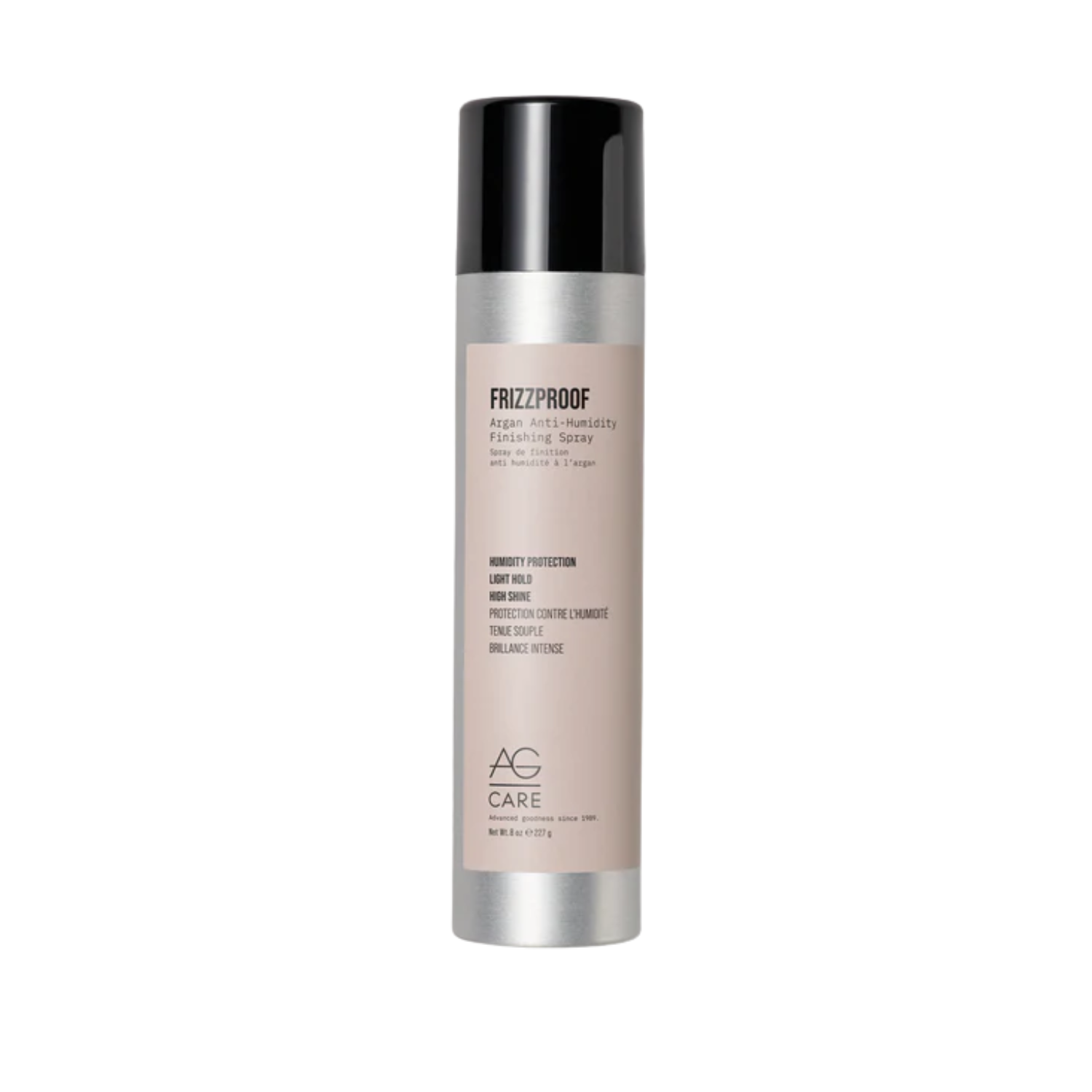 Flacon AG Care Frizzproof Argan Anti‑Humidity Finishing Spray – spray anti‑frisottis et brillance pour cheveux lisses
