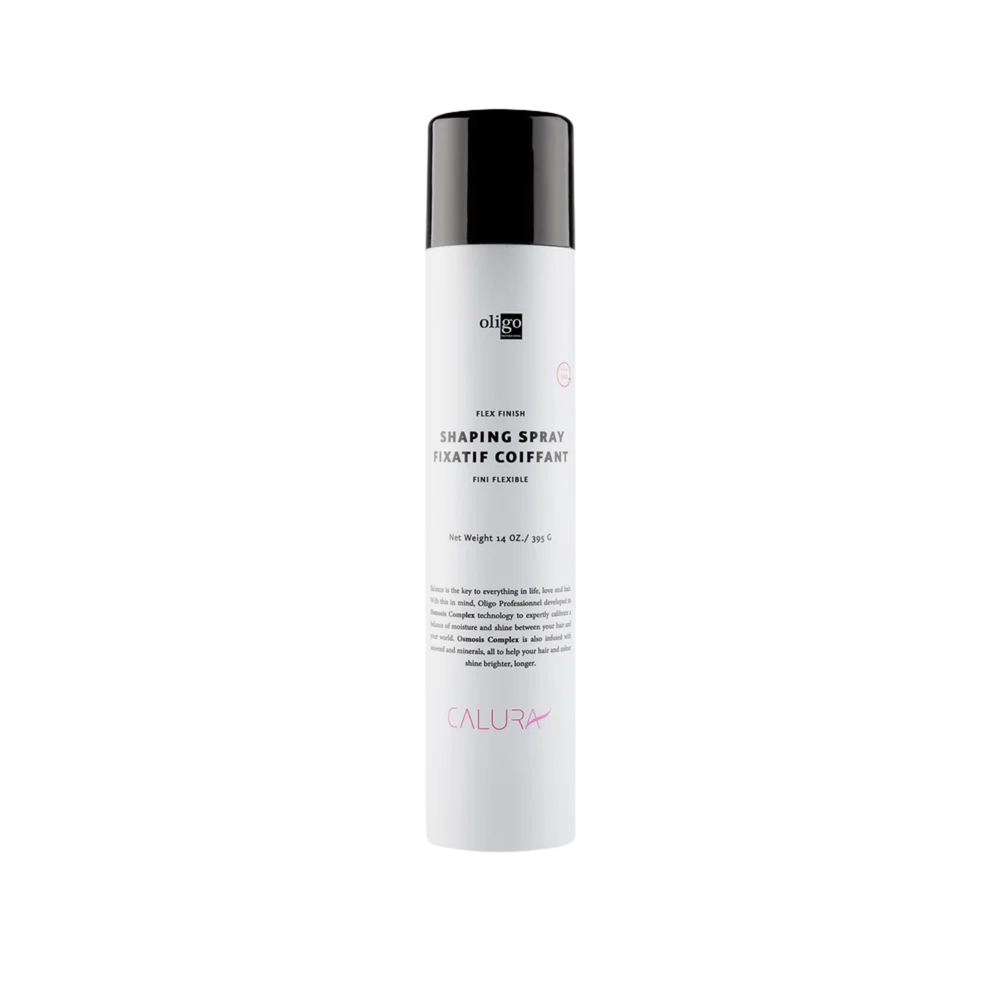 “Flacon de Oligo Flex Finish Shaping Spray 14 fl oz — spray coiffant végan sans parabènes”