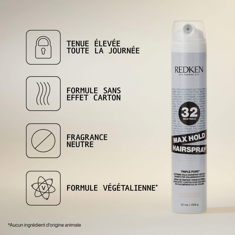 Flacon spray Triple Pure 32 Redken au parfum neutre, posé sur fond clair.