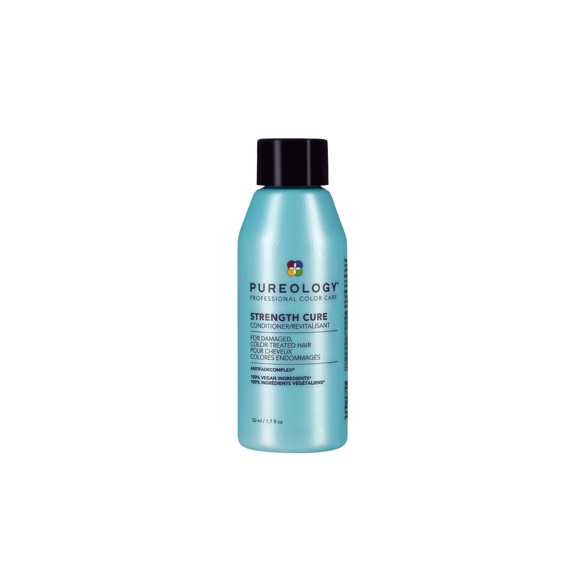 Flacon de Strength Cure Conditioner de Pureology sur fond neutre, avec bouchon visible.