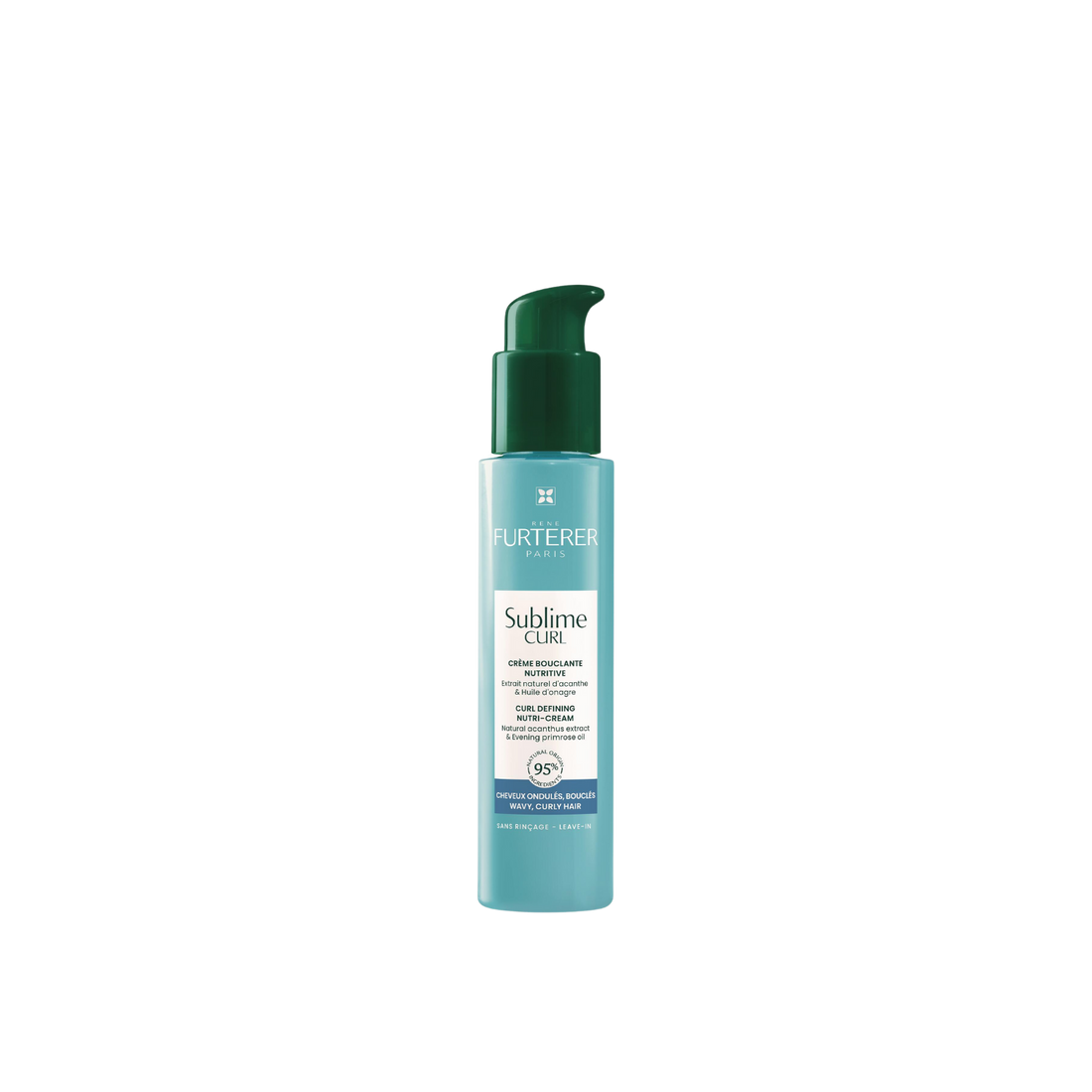 Flacon 100 ml de la Crème bouclante nutritive Sublime Curl René Furterer, sans silicone

