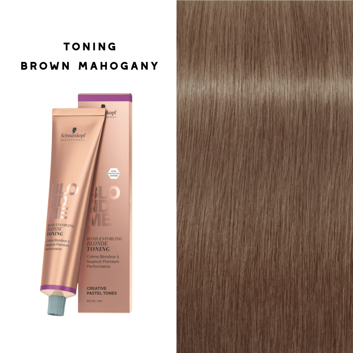 Tube de coloration BLONDME de Schwarzkopf avec mèche de cheveux blond [description de la nuance], résultat professionnel lumineux.