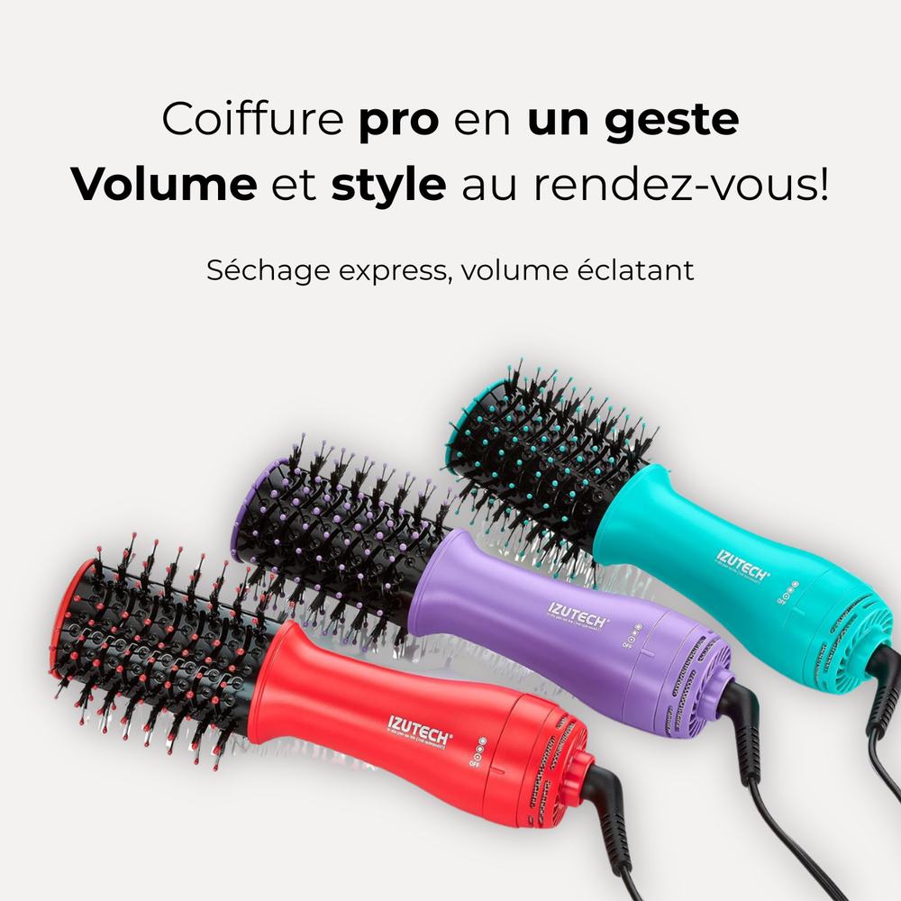 Sèche-cheveux TORO 2‑en‑1 rouge avec brosse volumisante portable