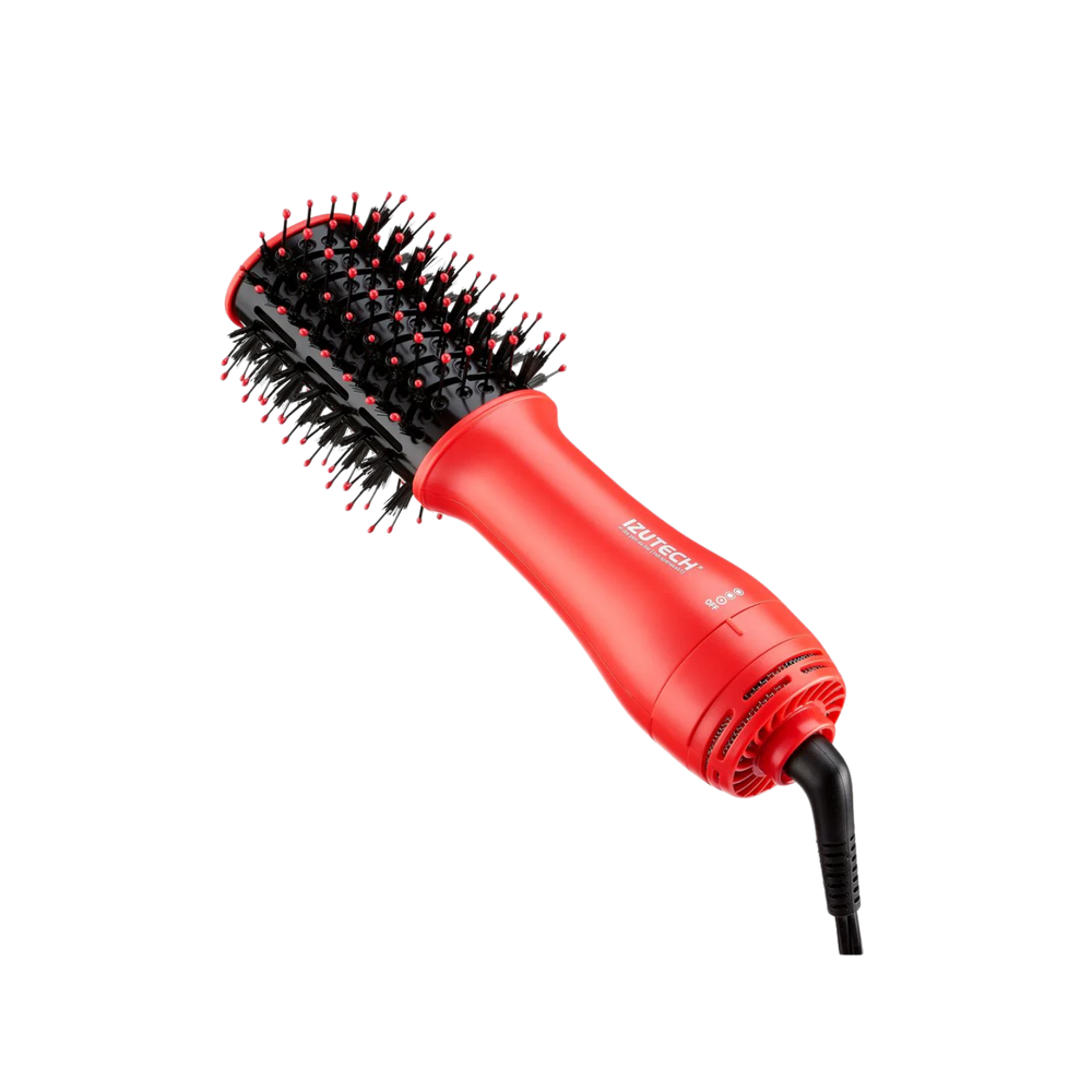 Sèche-cheveux TORO 2‑en‑1 rouge avec brosse volumisante portable