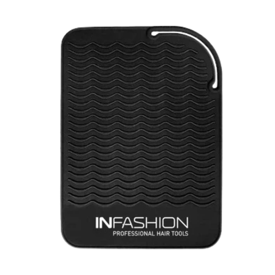 Tapis de protection en silicone Infashion noir, résistant à la chaleur pour poser des outils coiffants.