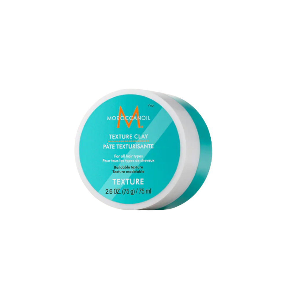 Pot de Moroccanoil Texture Clay, argile coiffante mate pour donner texture, volume et tenue flexible aux cheveux

